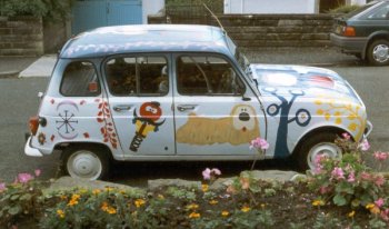 Florence the Renault 4 with psychedelic paintwork
