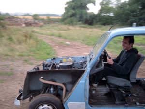 Gary driving the stripped out Renault