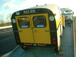 Marigold being towed off a French motorway