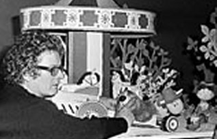 Serge Danot playing with Magic Roundabout puppets