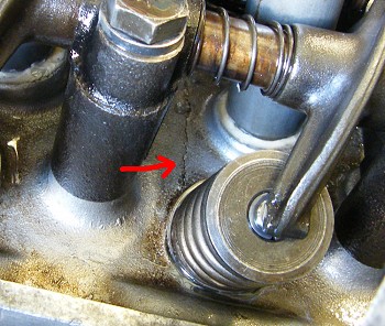 Crack in cylinder head