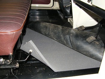 Foam fitted under rubber mat
