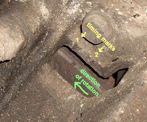 Timing marks on crankcase