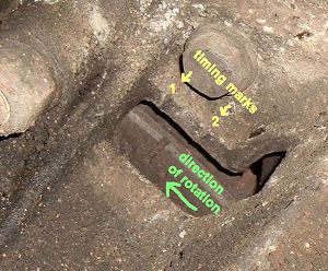 Timing marks on crankcase