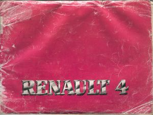 1983 handbook is pink with REnault 4 written in chrome effect lettering