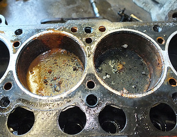 Rusty bores caused by head gasket failure
