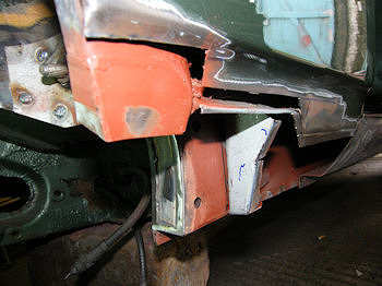 Rear sill cut away and partially repaired