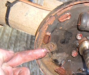 Copper grease on the brake backplate